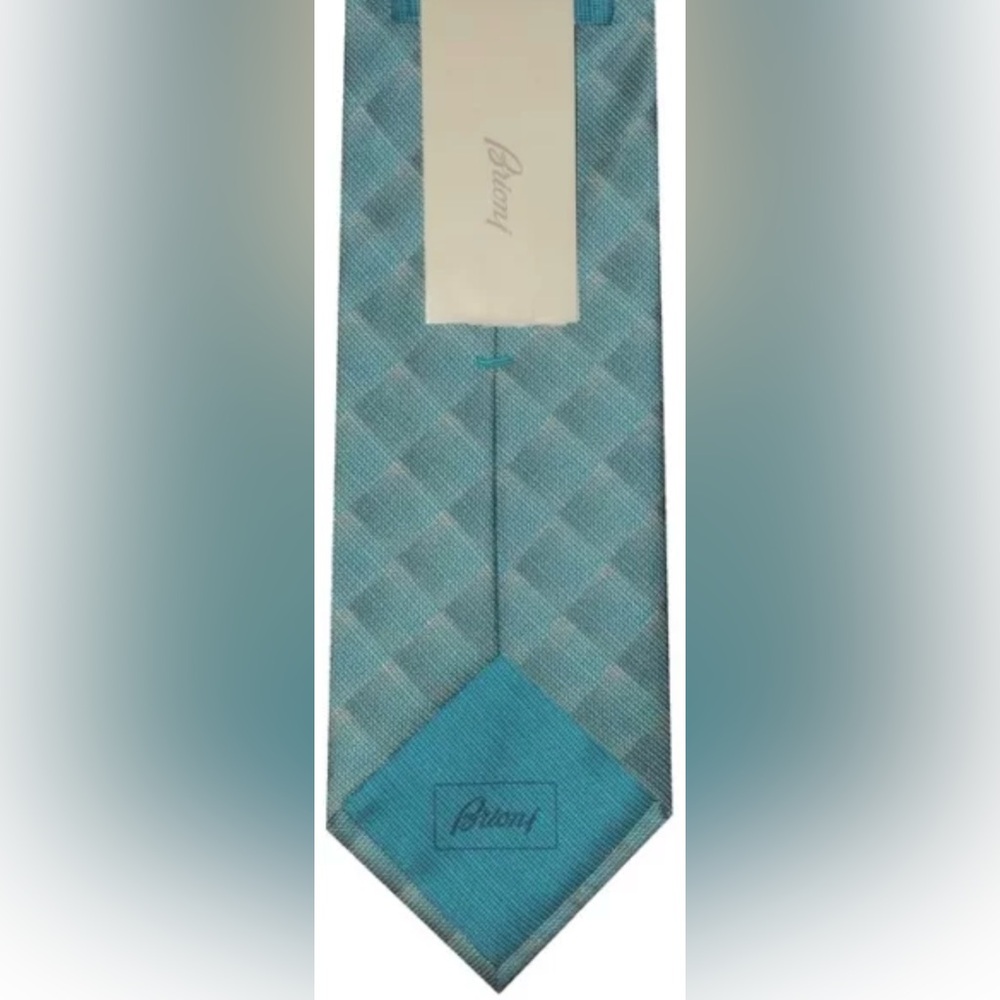 NEW BRIONI 100% SILK NECK TIE FADING SUMMER TONES OPTICAL OP ART BOX PATTERN